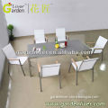 Patio glass table/sling chair garden furniture set italy